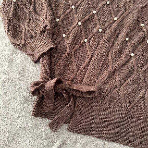 NWT Vici Pearl Brown Wrap Sweater Women's LARGE - Picture 2 of 7